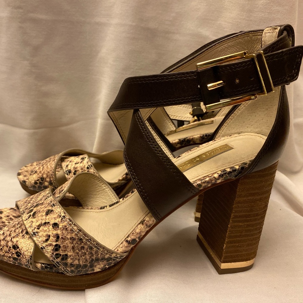 Gianna Bernini Leather Snakeskin Print Heels